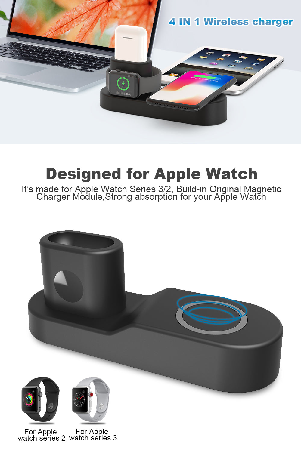 4 in 1 Wireless fast Charger Holder