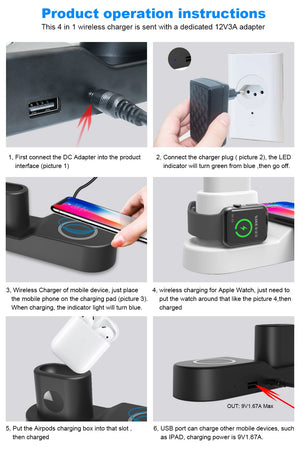 4 in 1 Wireless fast Charger Holder